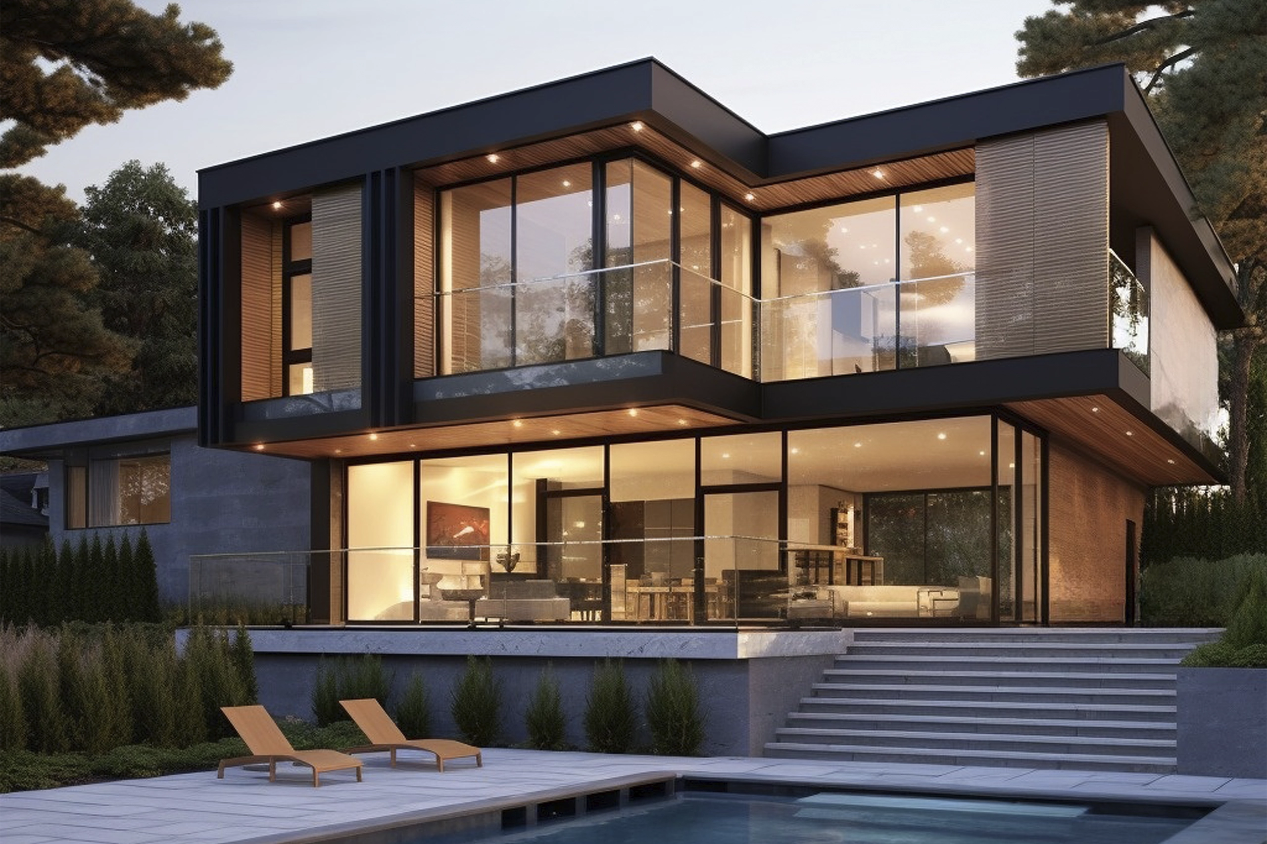 Fachada de casa moderna com estrutura em Steel Frame e acabamento minimalista no Alto Vale.