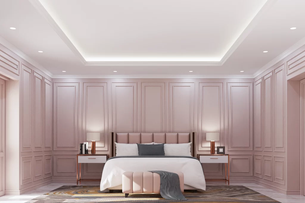 Quarto decorado com Sanca de Gesso moderna e iluminação embutida no Alto Vale.