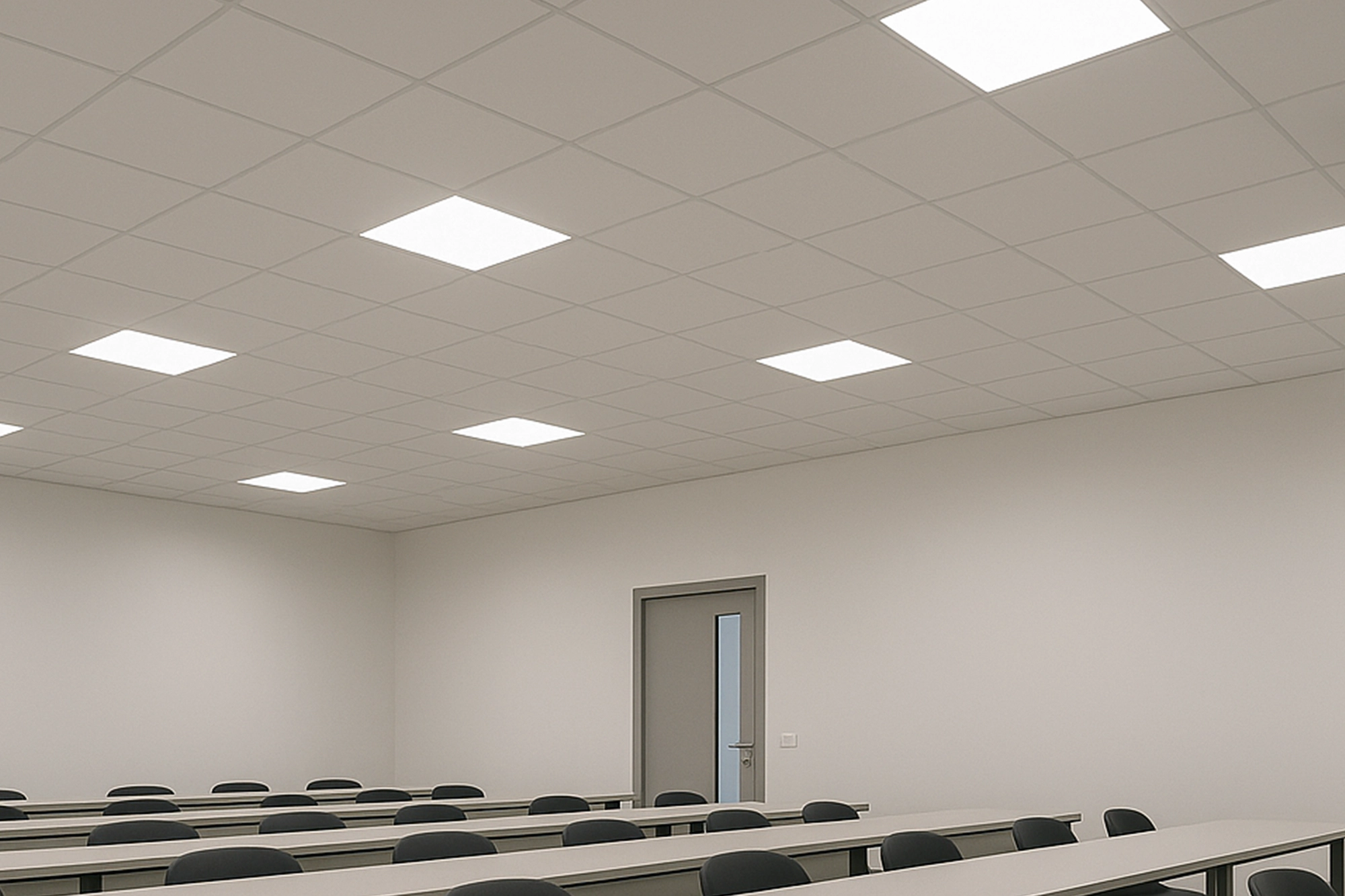 Forro Modular com iluminação LED embutido em ambiente corporativo no Alto Vale.